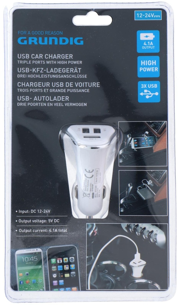 [871125214032] GRUNDIG USB Triple Car Charger 12/24V