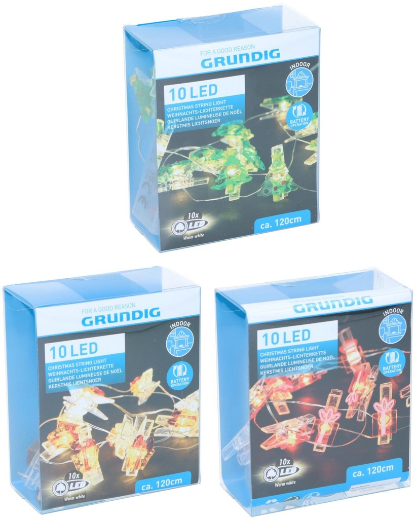 GRUNDIG Christmas Figure String Lights 10 LED Warm White