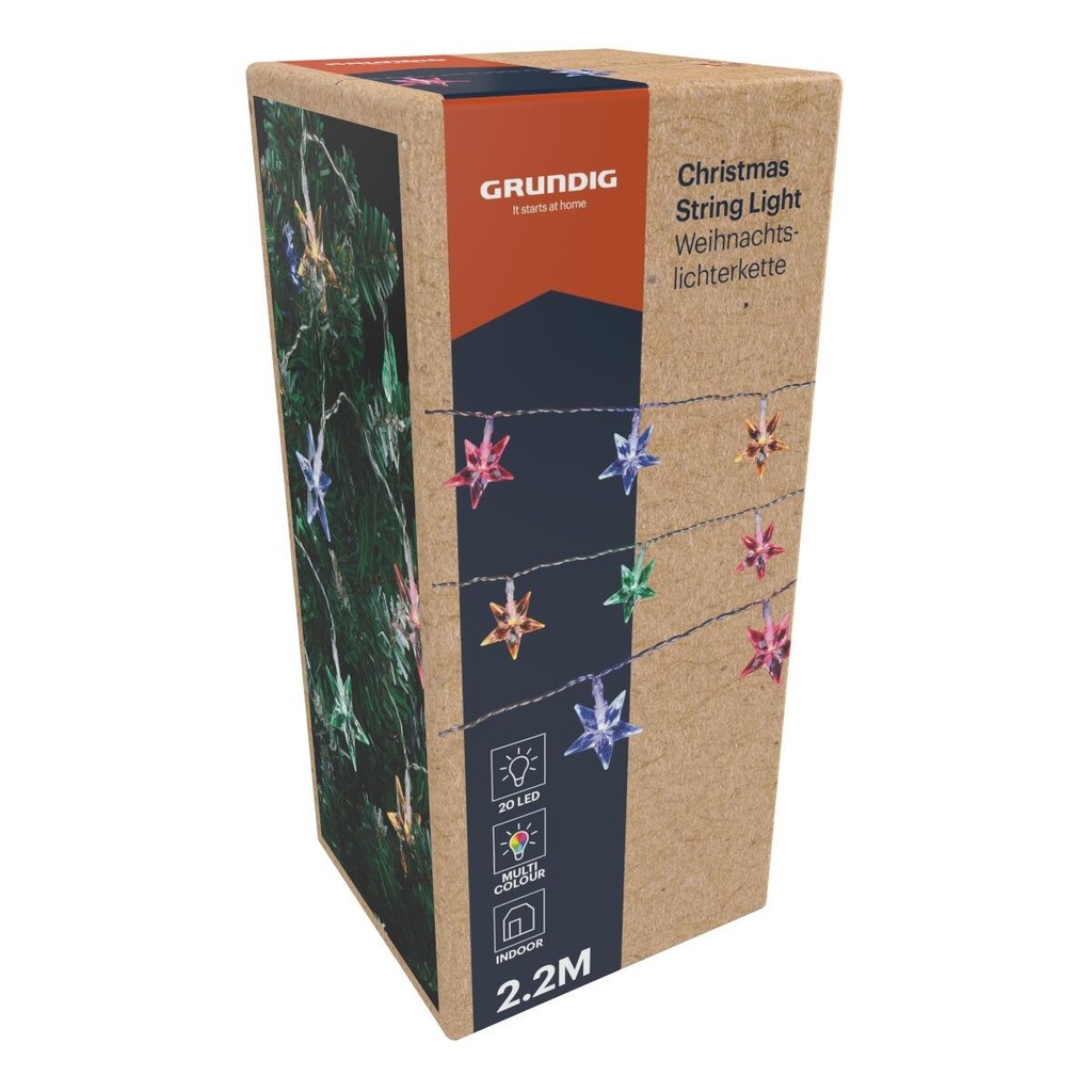 GRUNDIG Christmas Star String Lights 20 LED Multicolor 2.2M