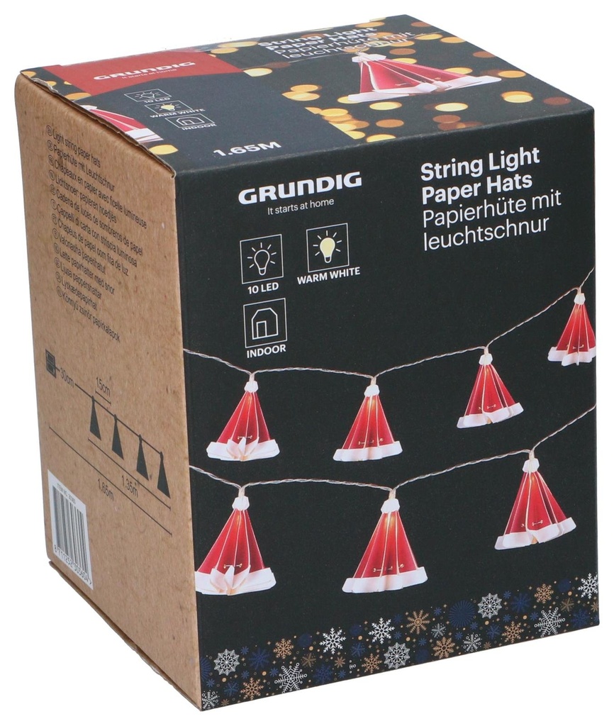 GRUNDIG Christmas String Light Paper Hats 10 LED