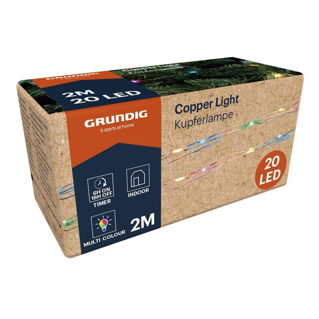 [871125242398] GRUNDIG Christmas String Lights 20 LED Multicolor Timer