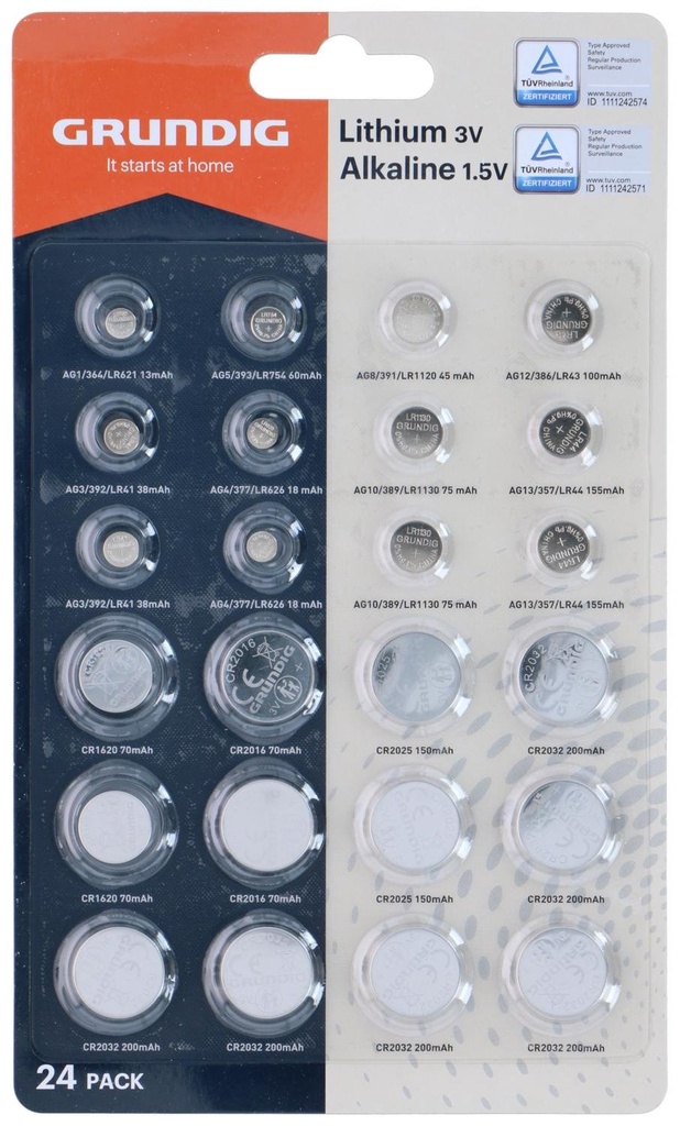 [871125227509] GRUNDIG Battery Buttoncell AG/CR 24pc