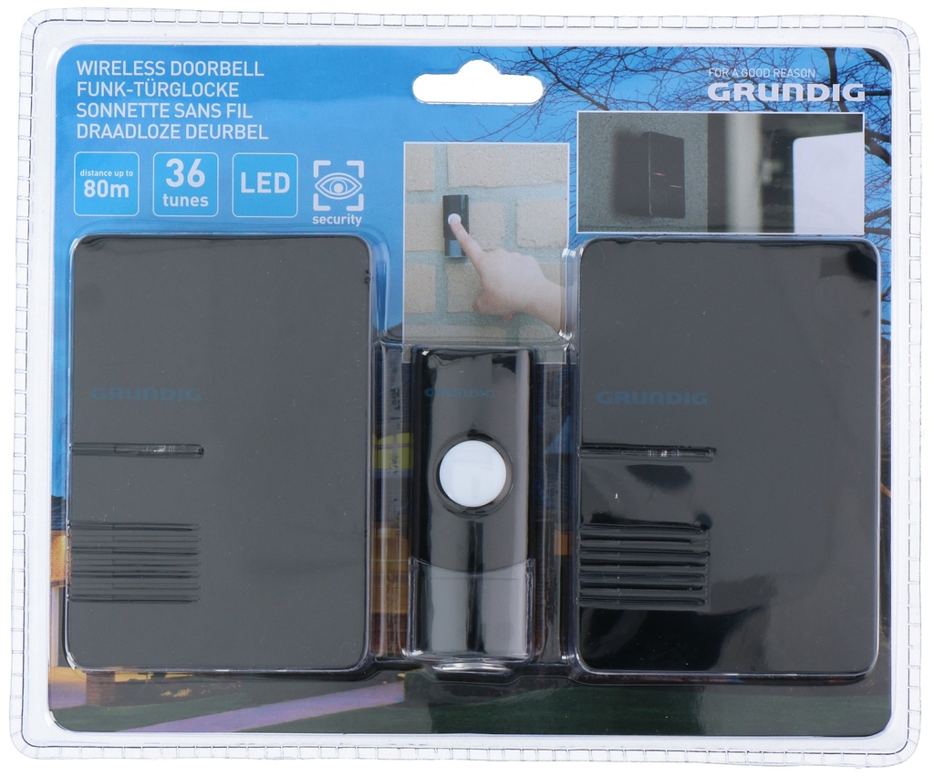 GRUNDIG Wireless Doorbell 2 Receivers 36 Melodies