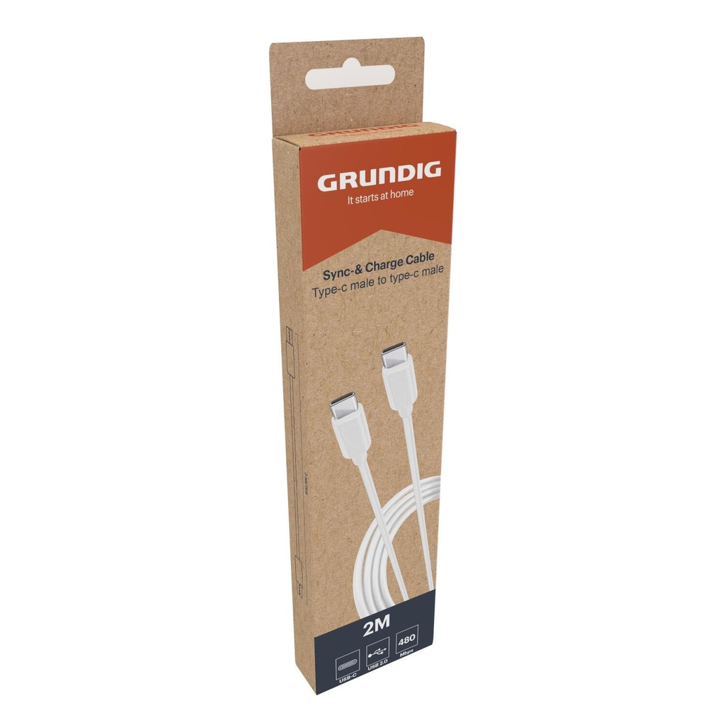 GRUNDIG USB-C to USB-C Cable 2.0 2m White
