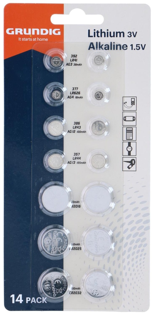 GRUNDIG Battery Buttoncell AG/CR 14pc