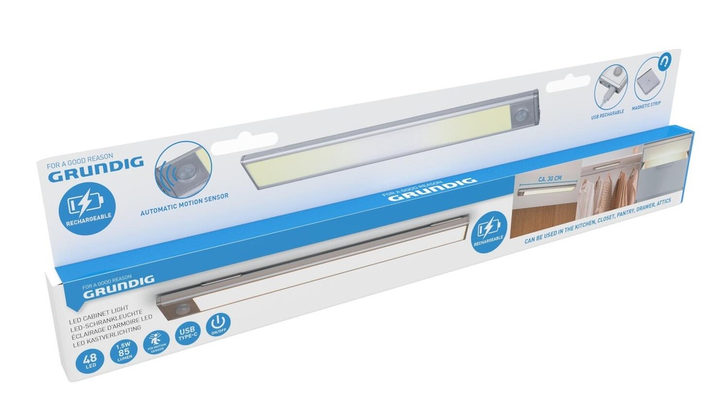GRUNDIG Sensor Light Warm White 1.5W PIR USB 48 LEDs