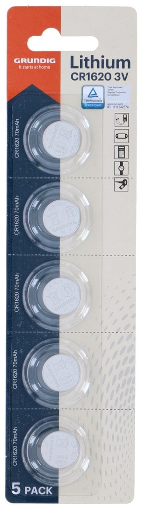 GRUNDIG Battery Buttoncell CR1620 5 Pack