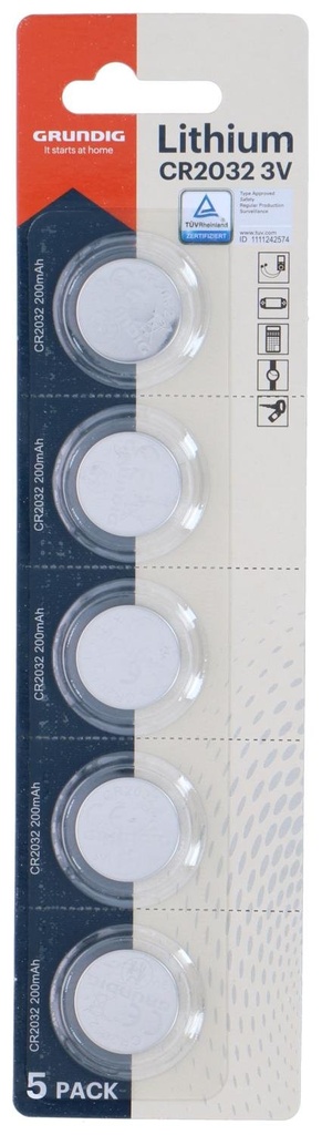 GRUNDIG Lithium Coin Cell CR2032 3V 200mAh