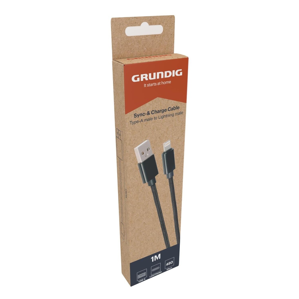 [871125235114] GRUNDIG USB-A to Lightning Cable 1m black