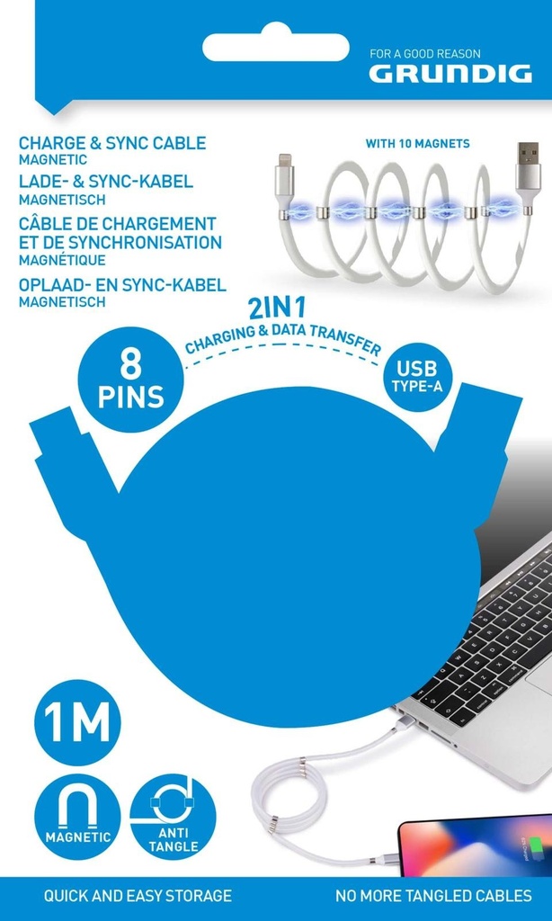 GRUNDIG USB-A to Lightning 8-pin Cable 1m Magnetic