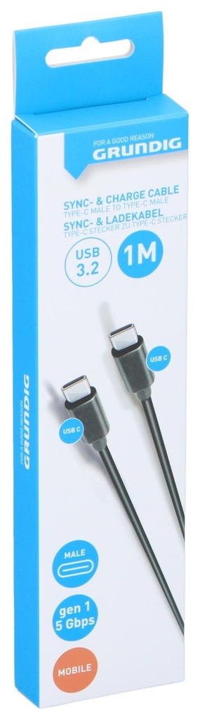 GRUNDIG USB-C to USB-C 3.2 G1 Cable 1m 5Gbps