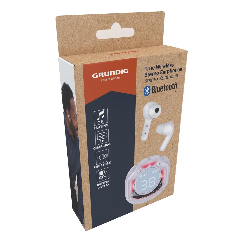 GRUNDIG Wireless Earbuds Transparent White