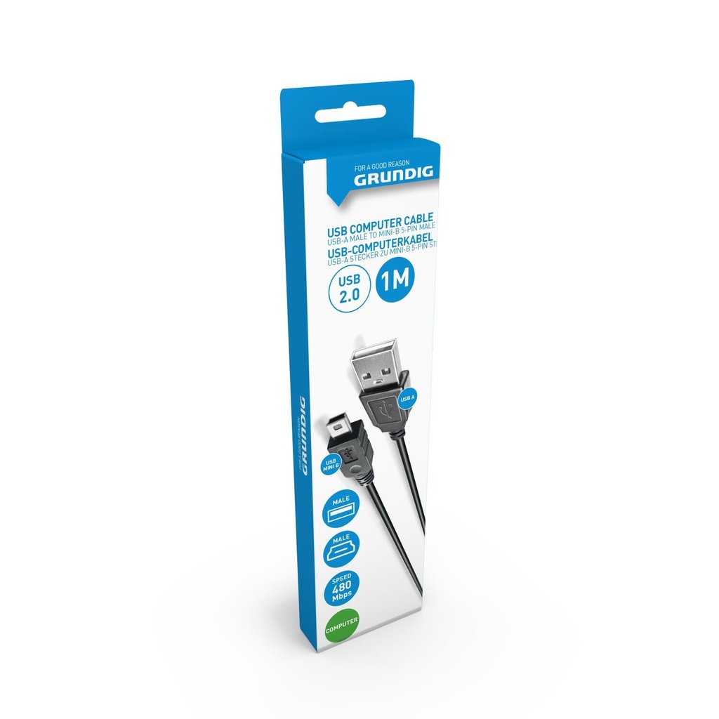 GRUNDIG USB-A to USB Mini-B 2.0 Cable 1m
