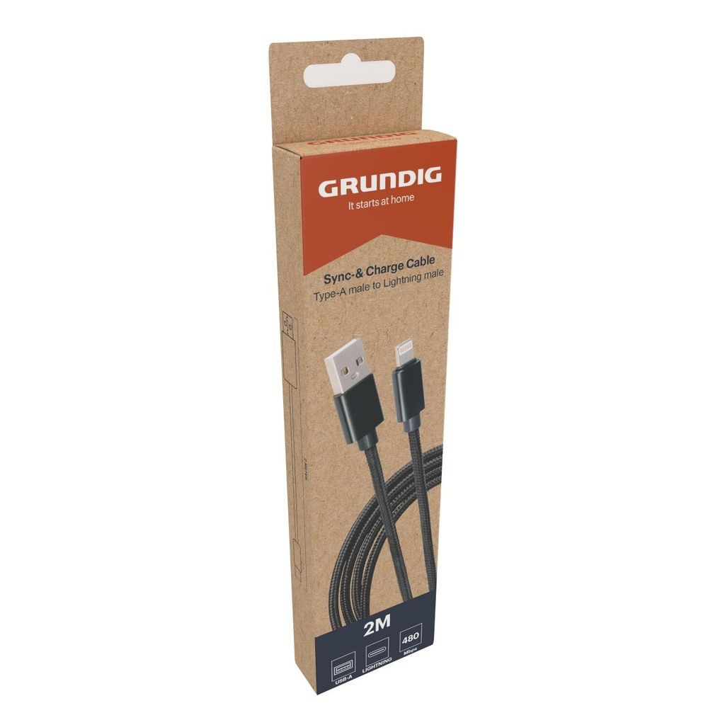 GRUNDIG USB-A to Lightning Cable 2m Black