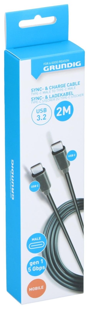 GRUNDIG USB-C to USB-C 3.2 Gen1 Cable 2m 5Gbps