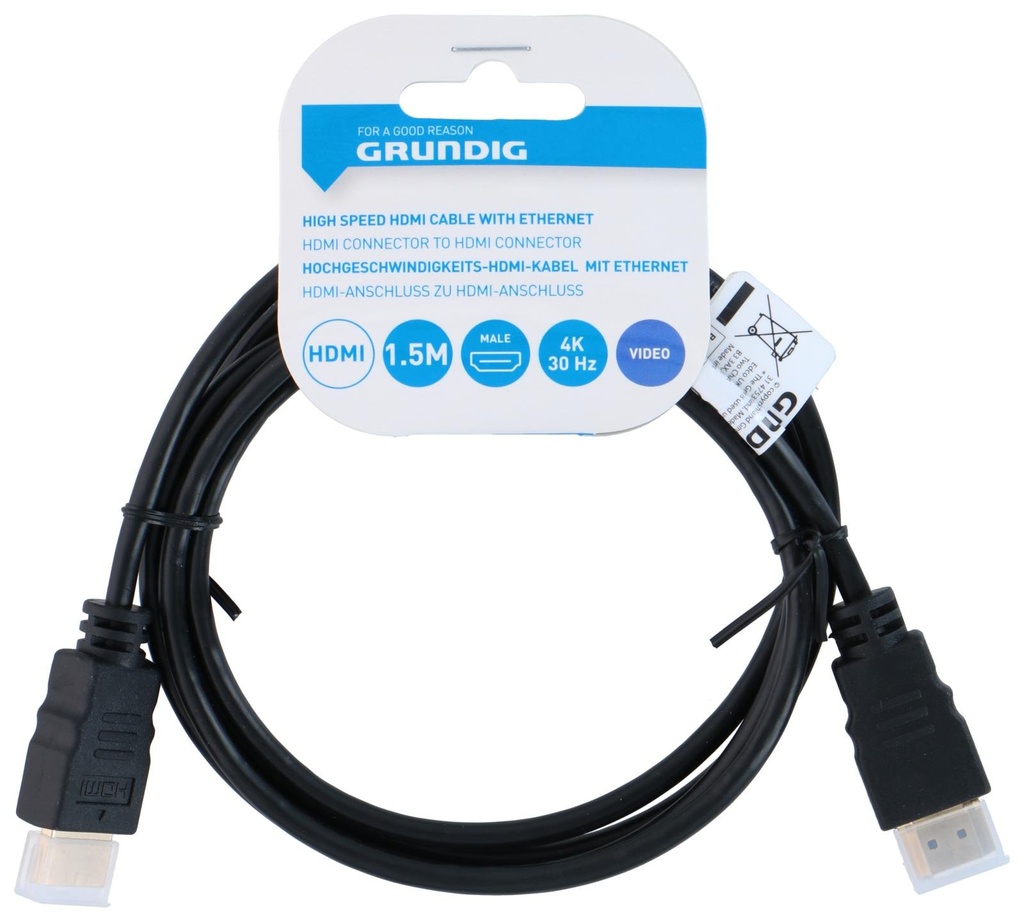 GRUNDIG HDMI Cable 1.5m with Ethernet 4K 30Hz