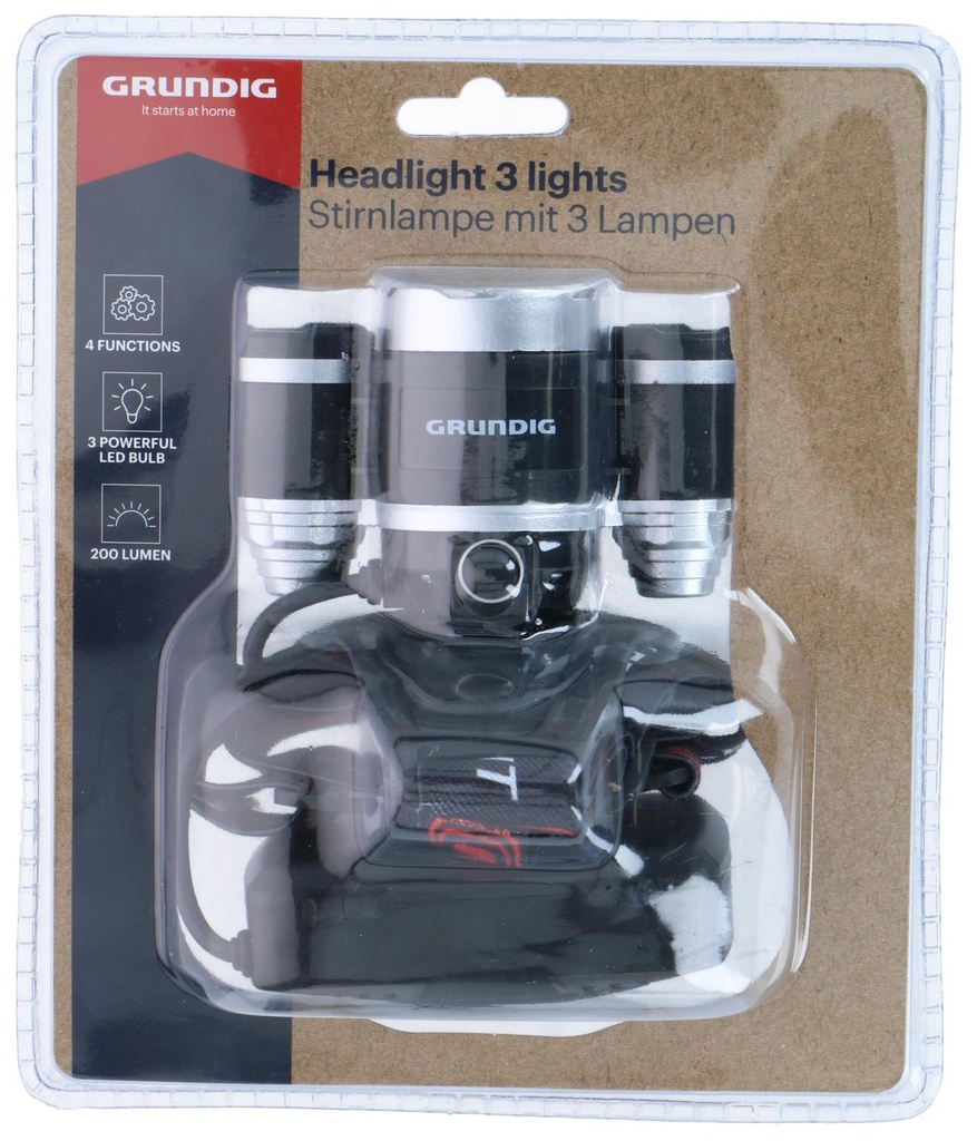 GRUNDIG Headlamp with 3 LED Lights