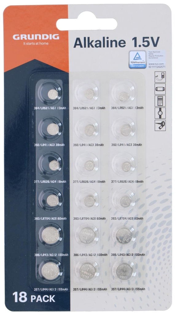 GRUNDIG Battery Buttoncell AG 18pc