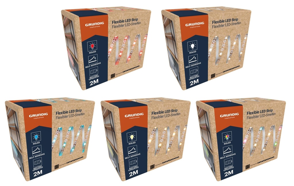 GRUNDIG LED Strip 2m 30LED/m IP20 Battery Operated