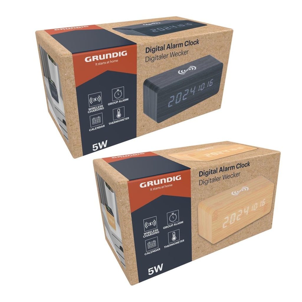 GRUNDIG Digital Alarm Clock With Wireless Charger 5W