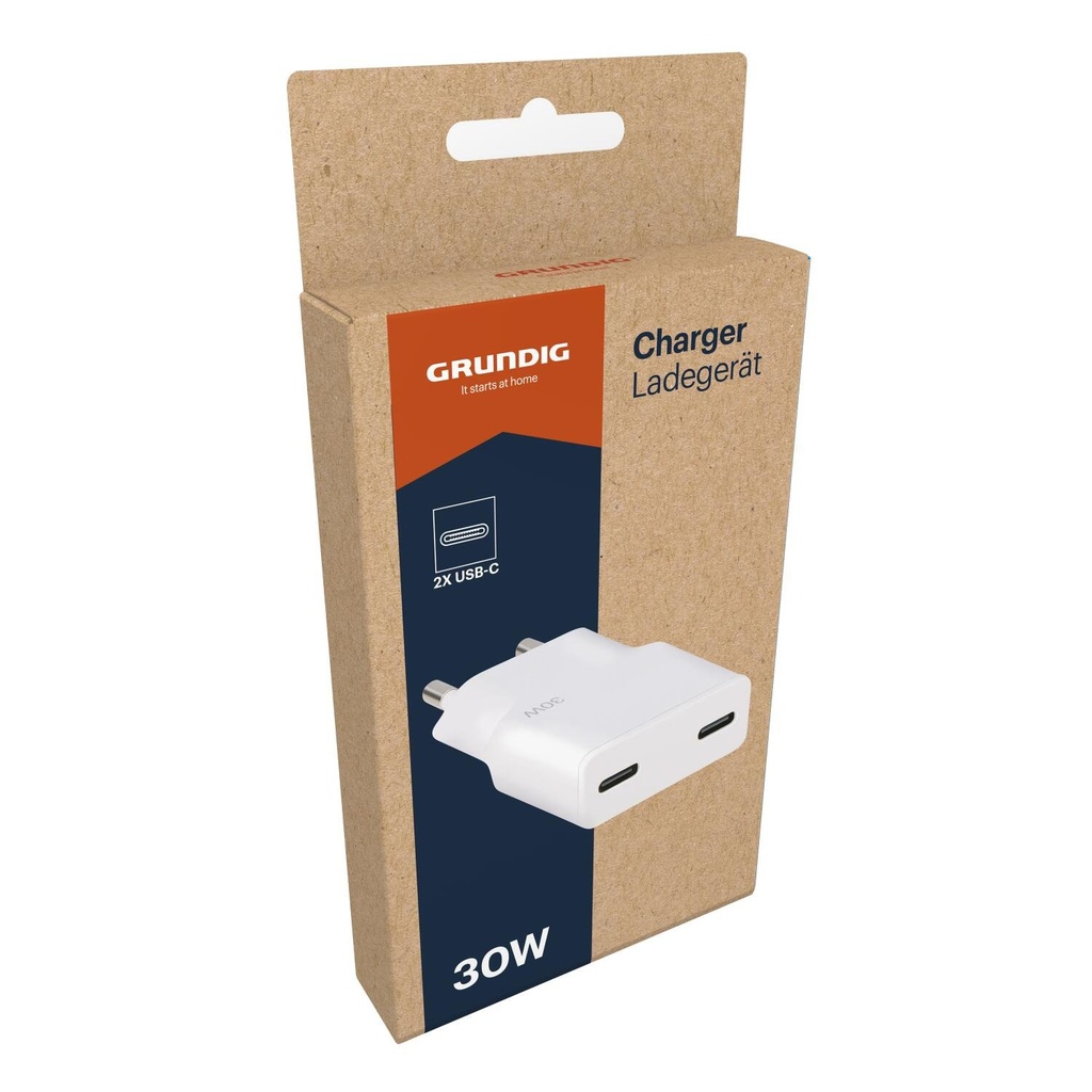 GRUNDIG Charger 2-Port USB-C 30W GaN