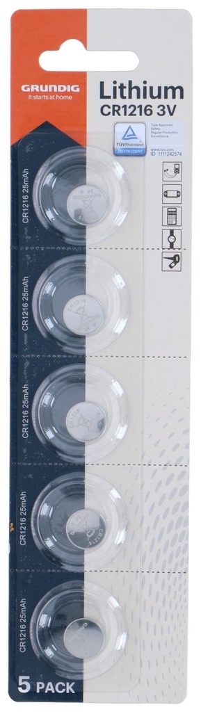 GRUNDIG Battery Buttoncell CR1216 5 Pack