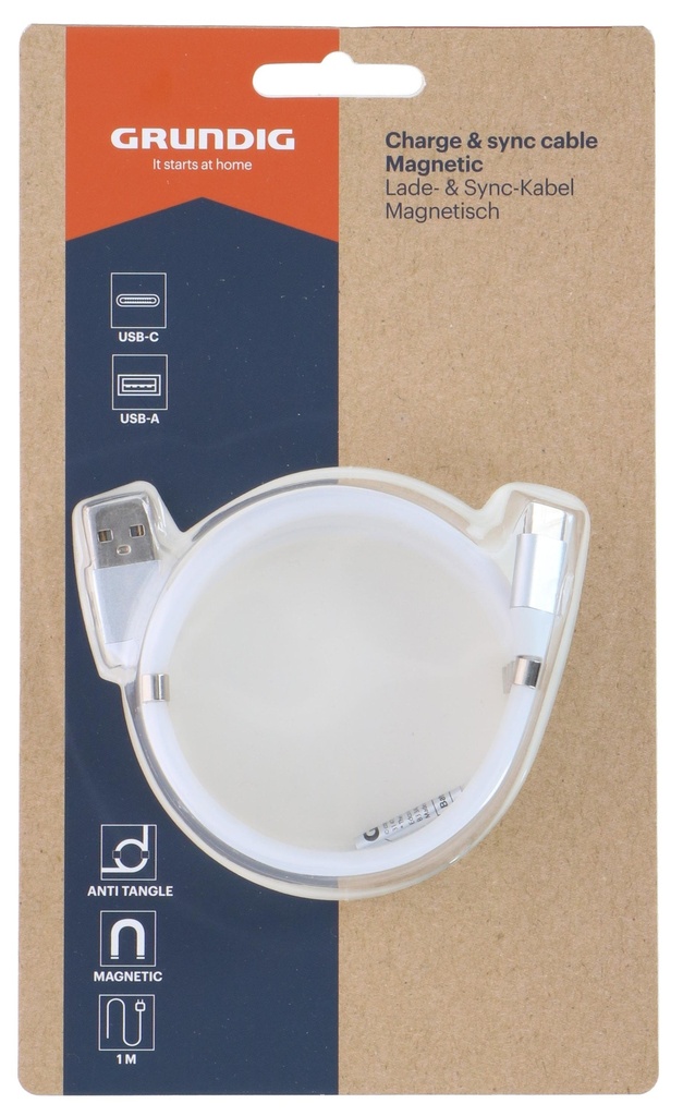 GRUNDIG USB-A to USB-C Cable 1m Magnetic