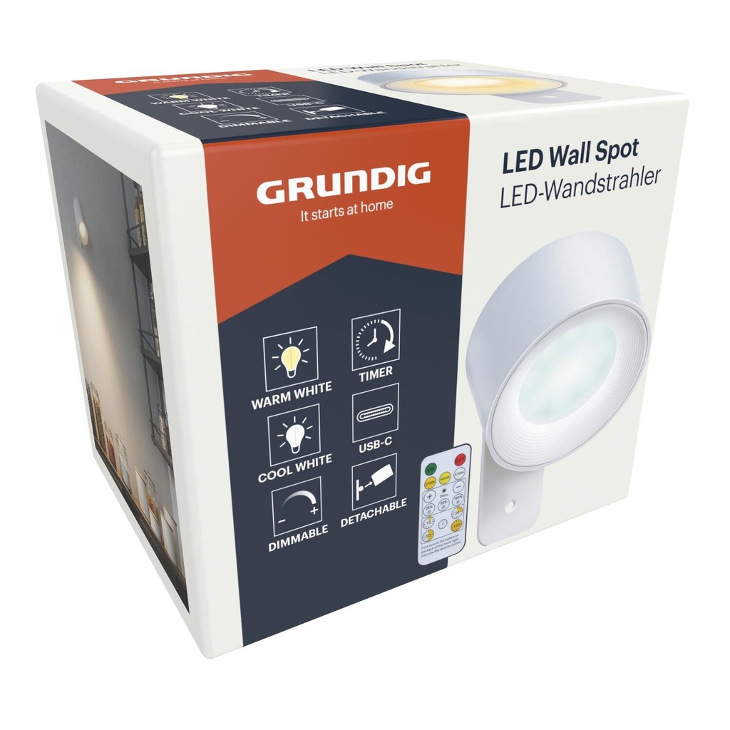 [871125255451] GRUNDIG LED Wall Spot with Remote Control