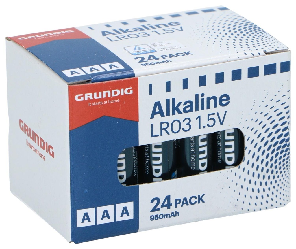 GRUNDIG Battery Alkaline AAA/LR03 950mah 24pc