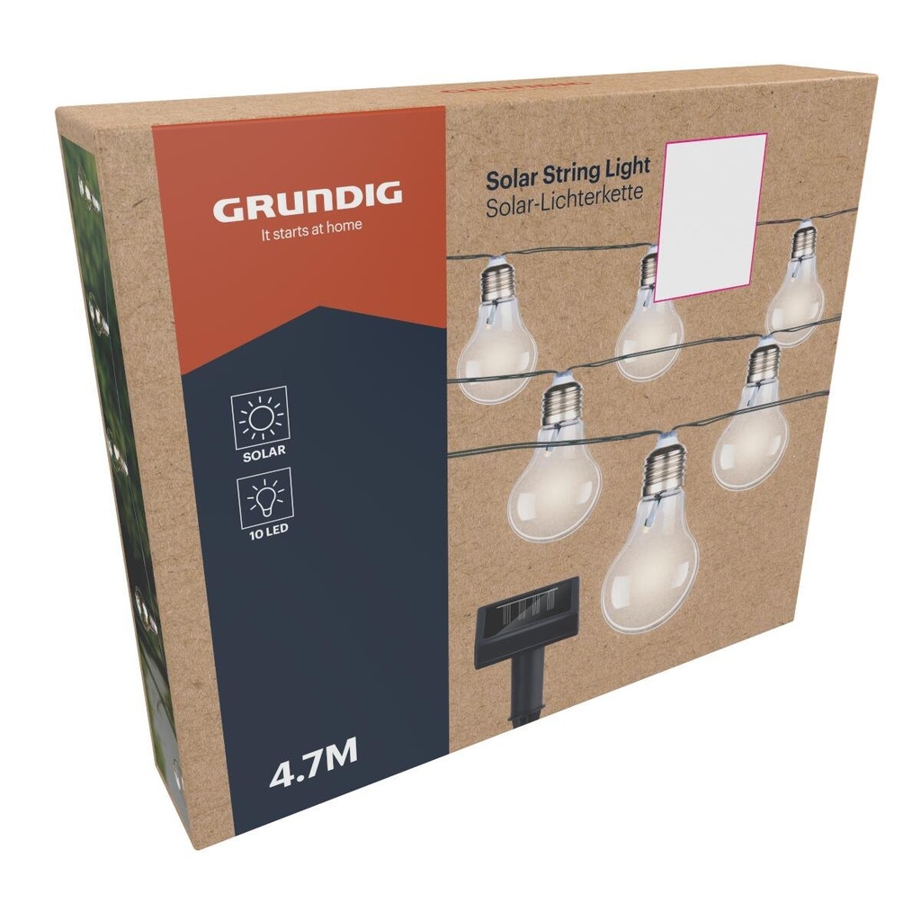 GRUNDIG Solar Bulb String Light 10 LED White
