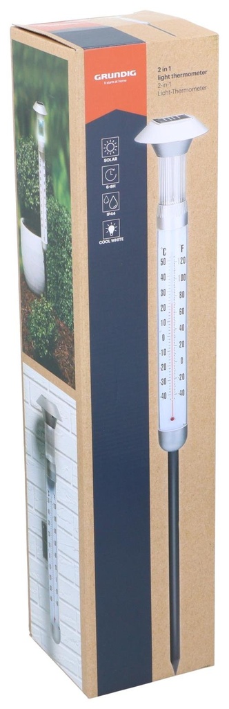 GRUNDIG Solar Garden Thermometer LED 2in1