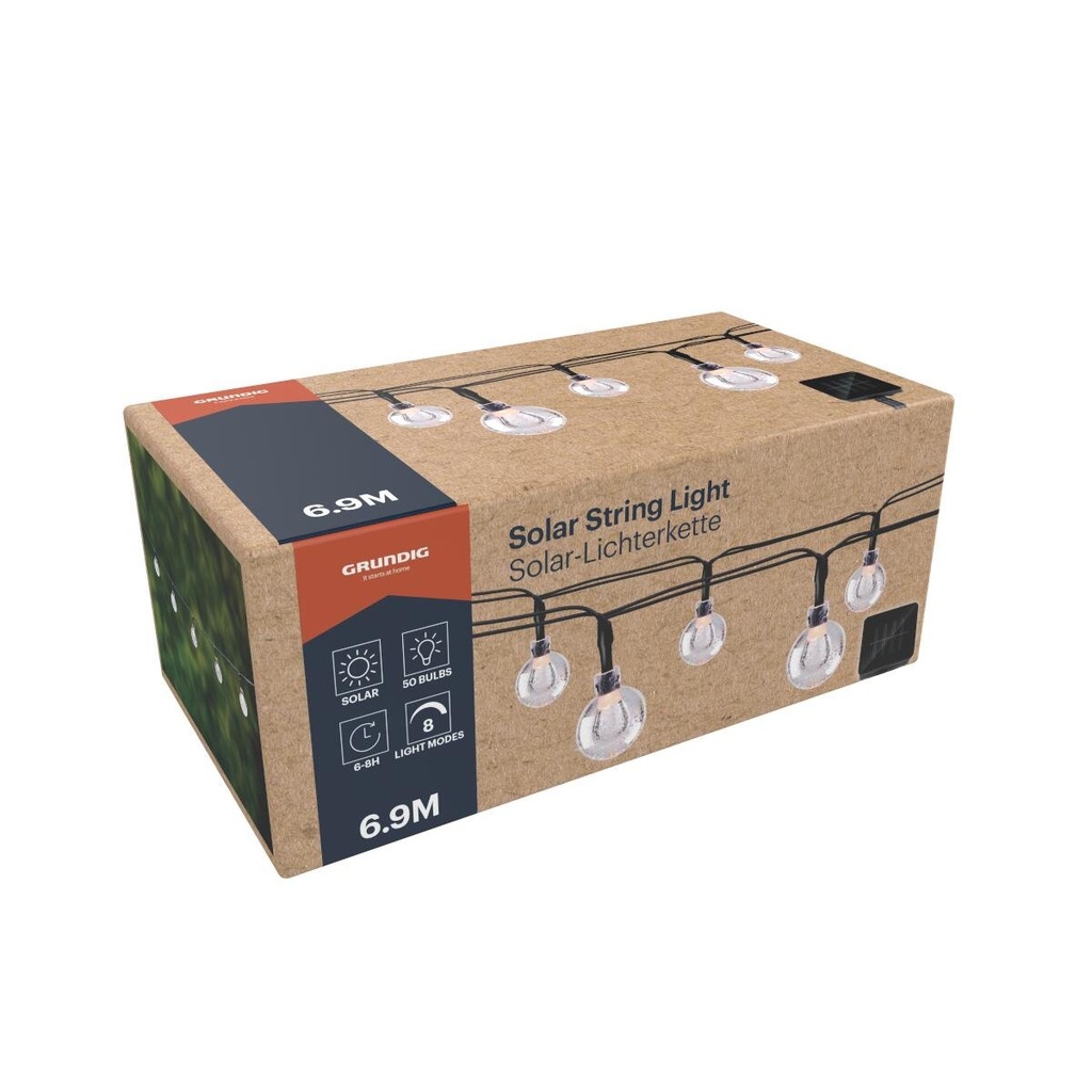 GRUNDIG Solar String Light 50 LED 6.9m Warm White