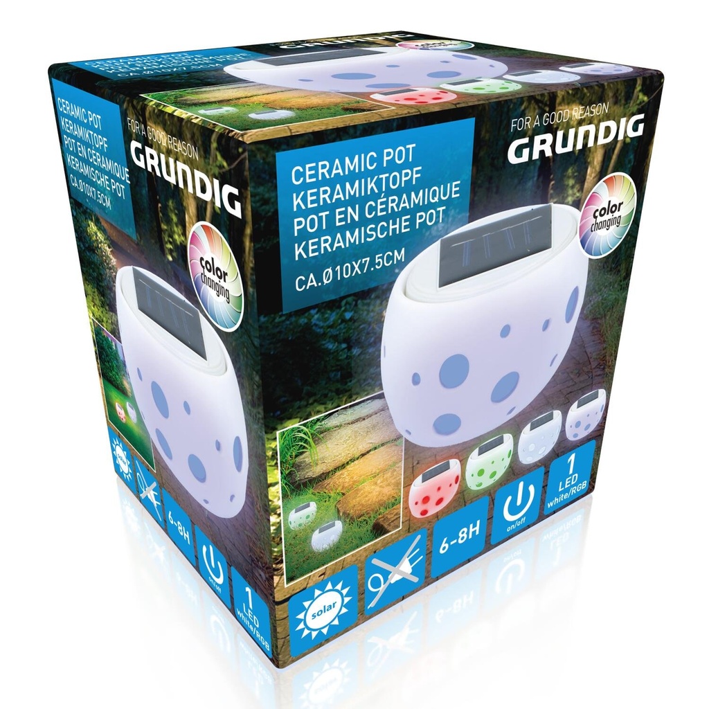 GRUNDIG Solar Garden Light Ceramic Pot Ø10x7cm