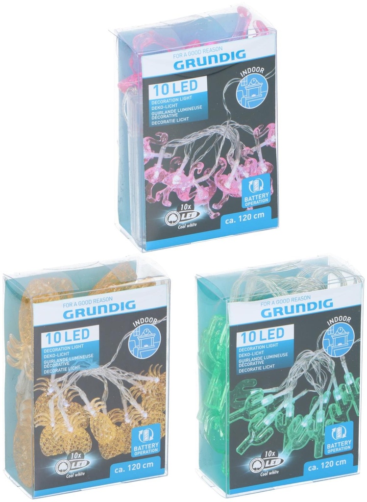 GRUNDIG Decorative LED String Light 10L Pineapple Cactus Flamingo