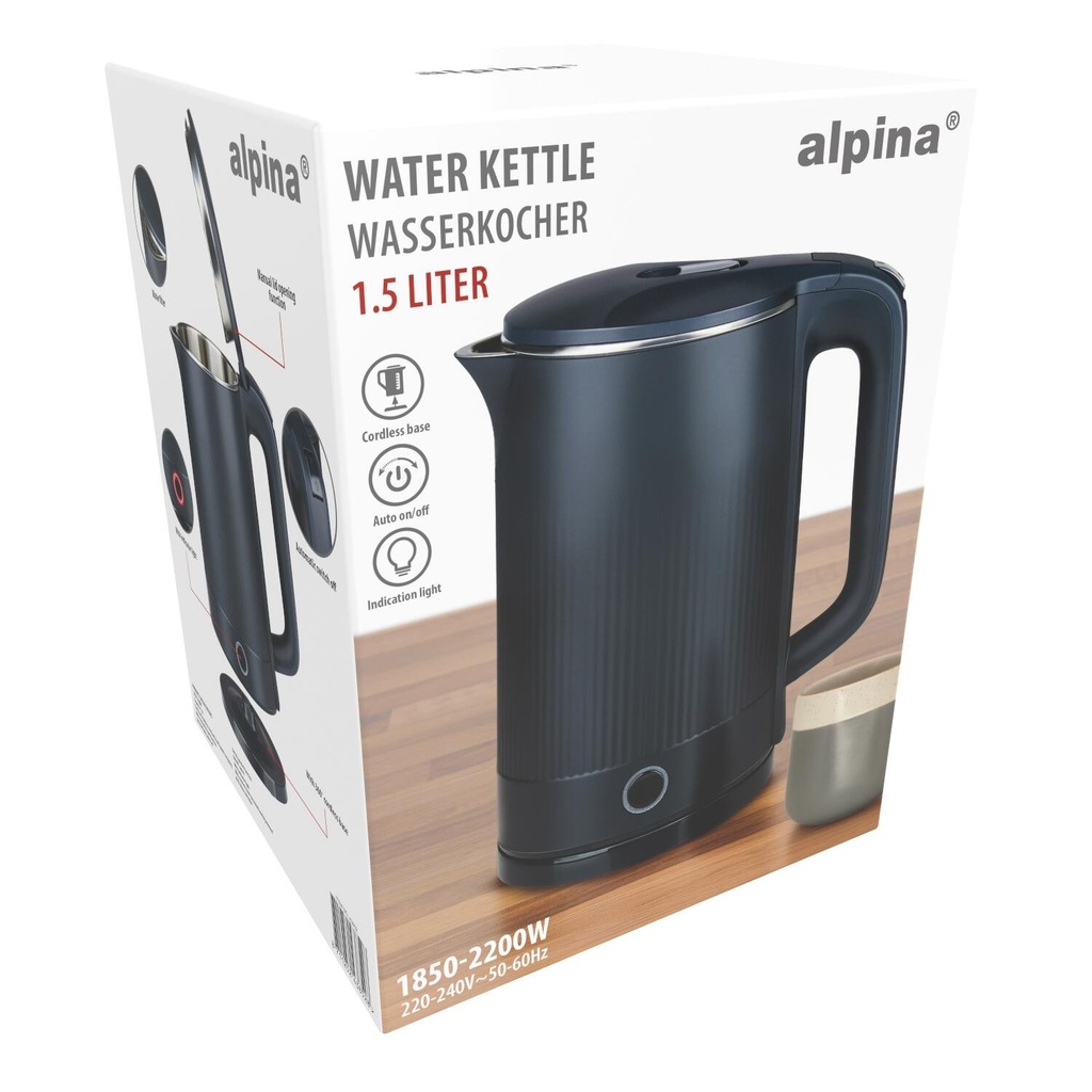ALPINA 1.5L Cordless Electric Water Kettle