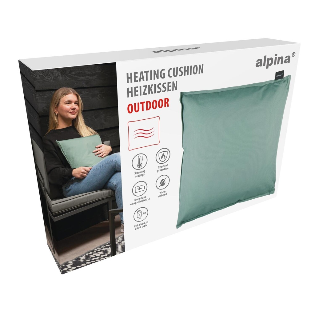 ALPINA Heating Cushion Outdoor Green 40x40cm