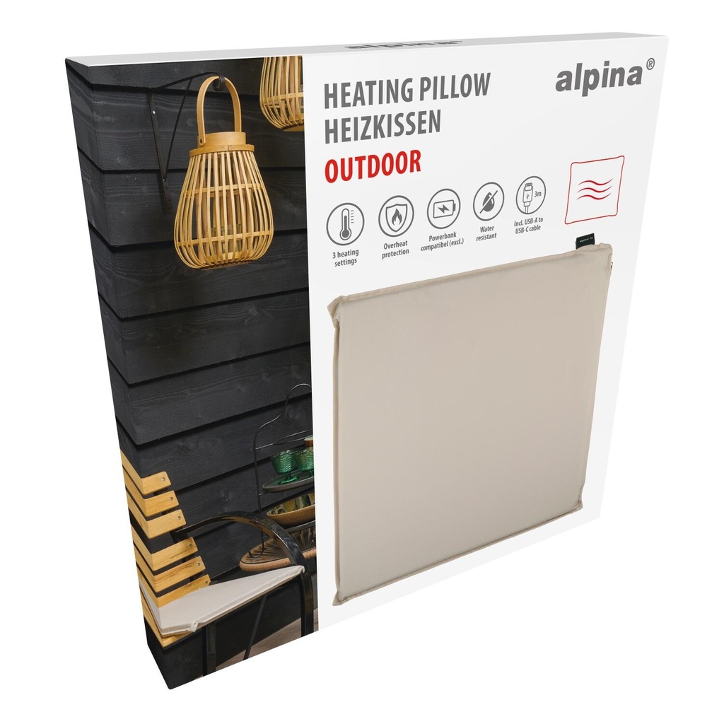 ALPINA Heating Cushion Outdoor Beige 45x45cm