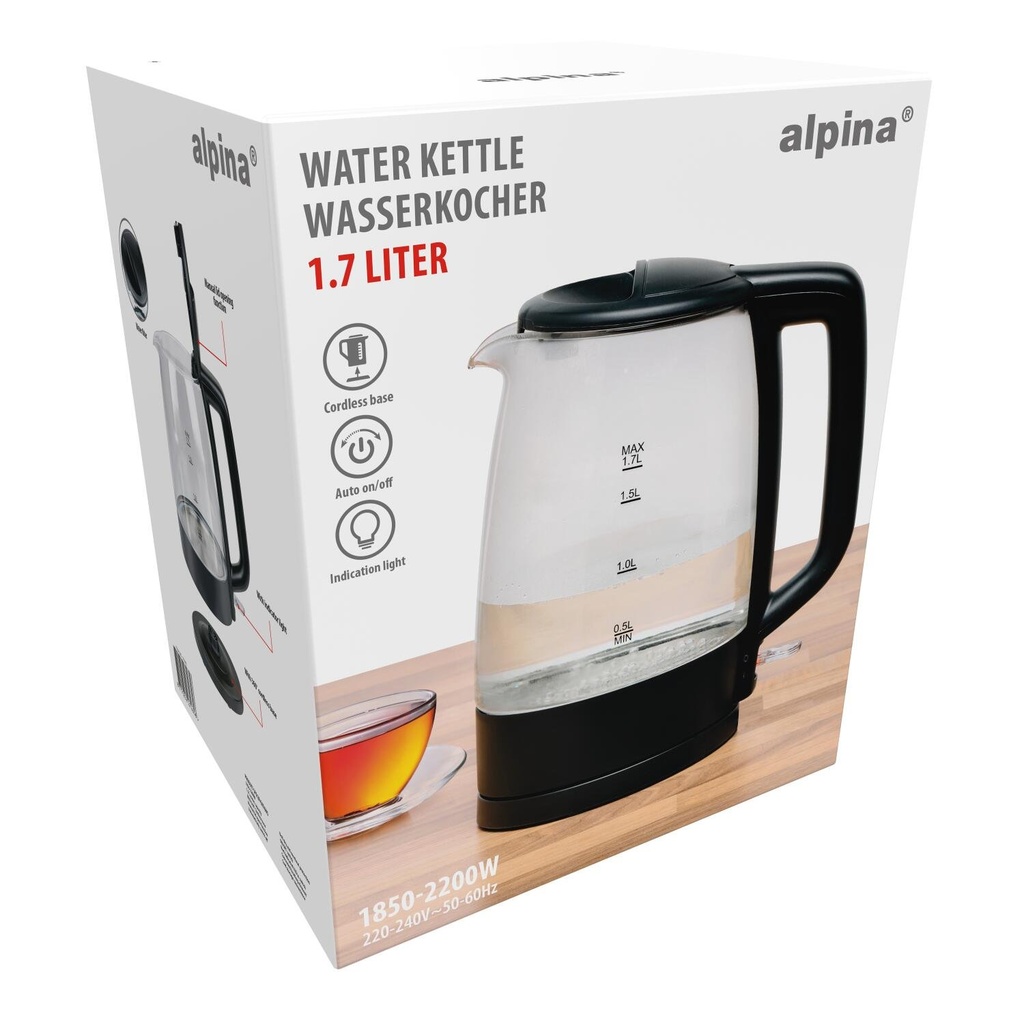 ALPINA Water Kettle 1.7L 2200W Black