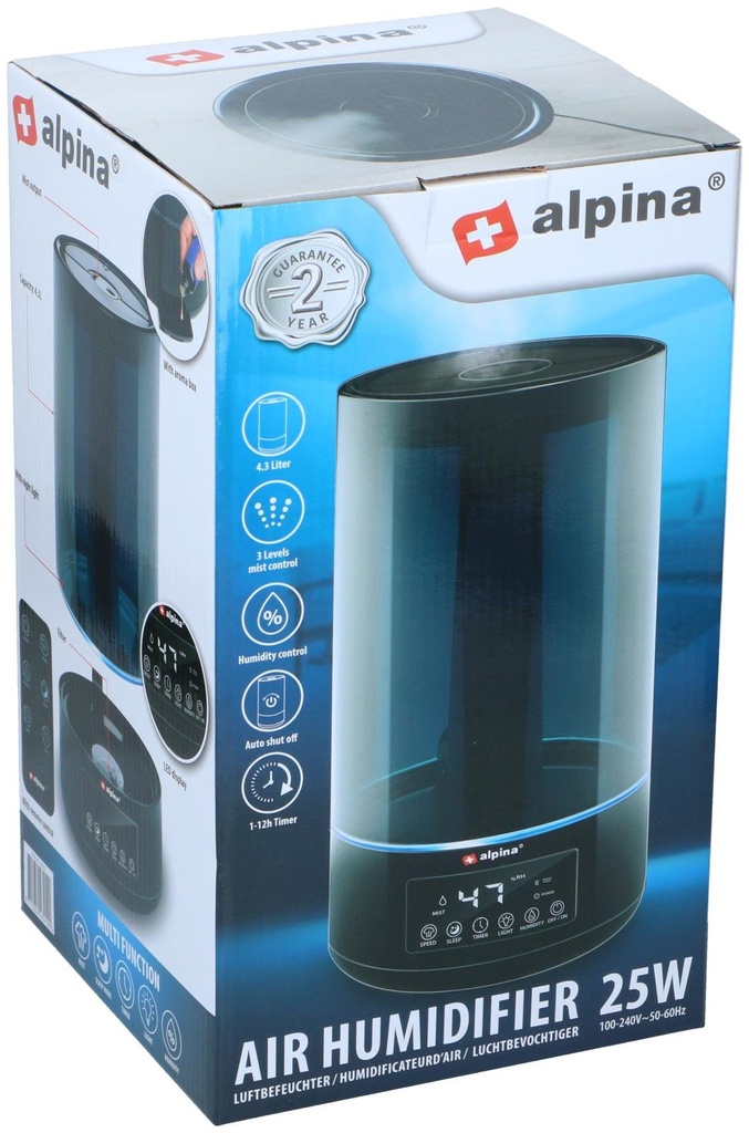 ALPINA Humidifier 4.3L 25W with Digital Display