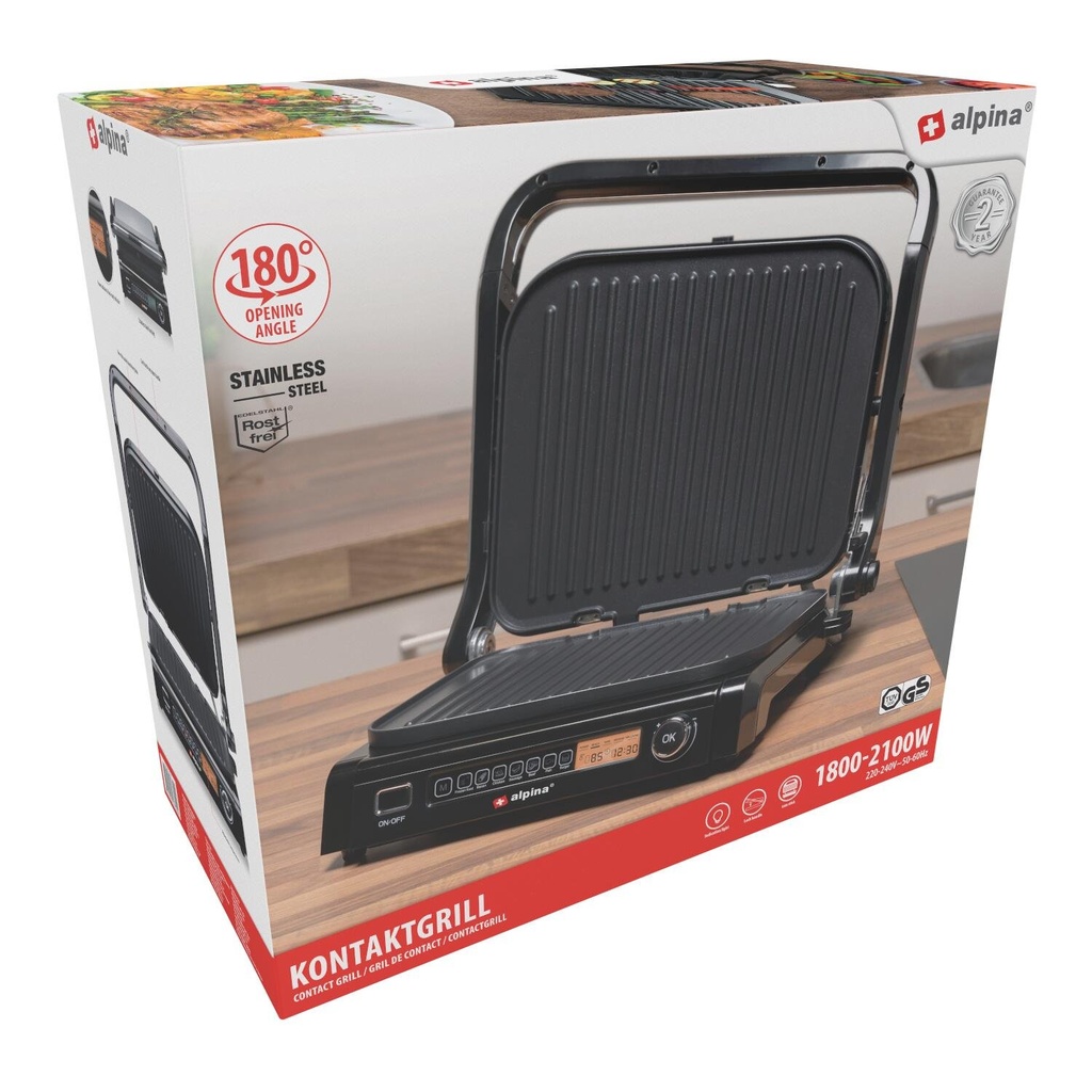 ALPINA Contact Grill 2100W LCD Display 255°C