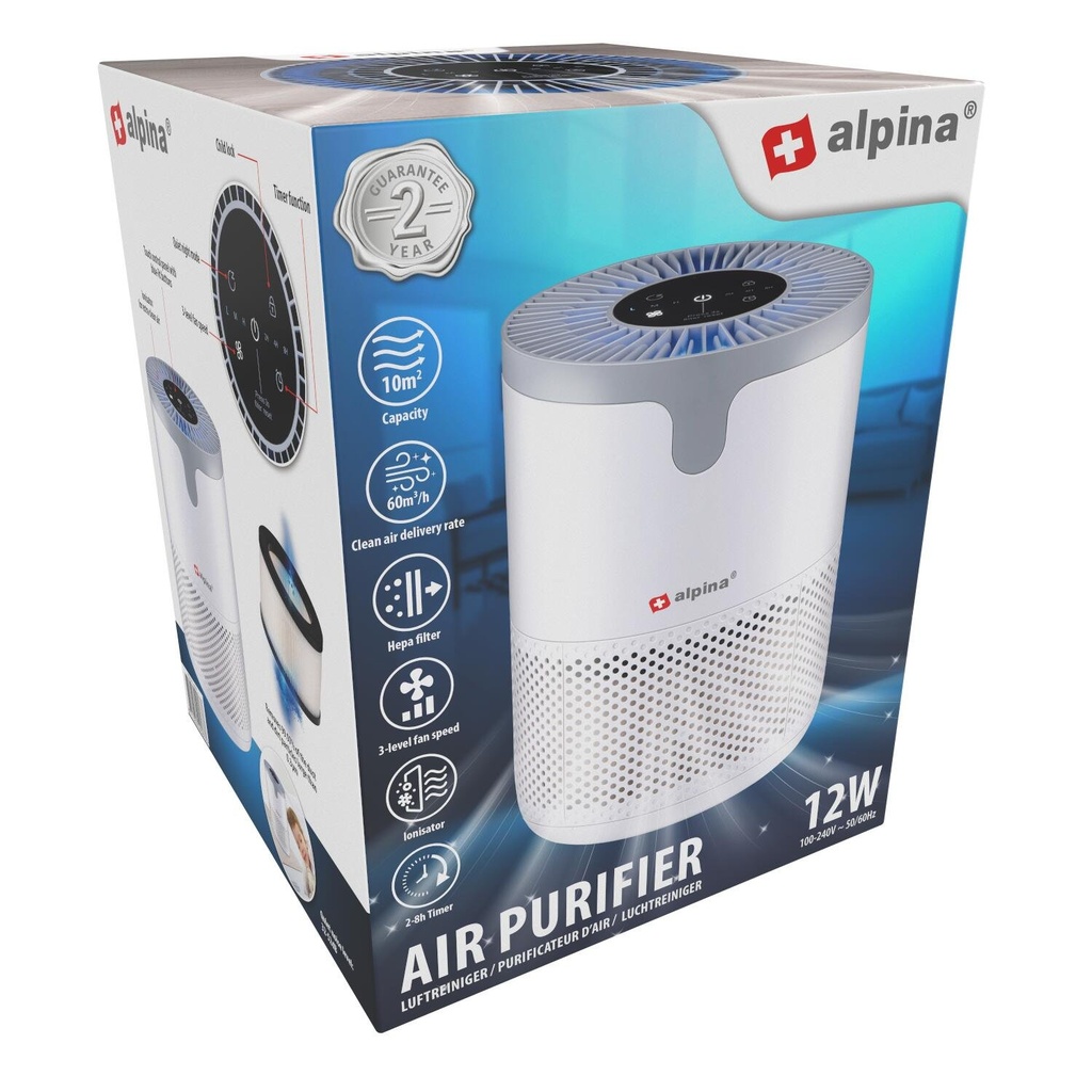 ALPINA Air Purifier 230V 12W 60 m³/h