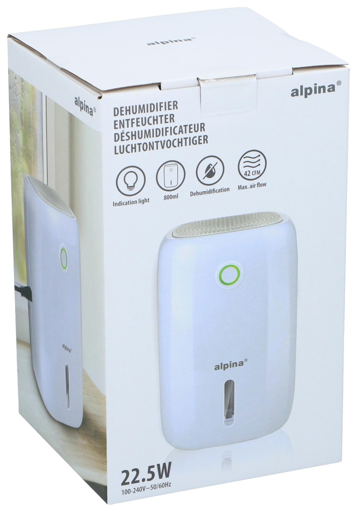 ALPINA Dehumidifier 230V 22.5W 800ml