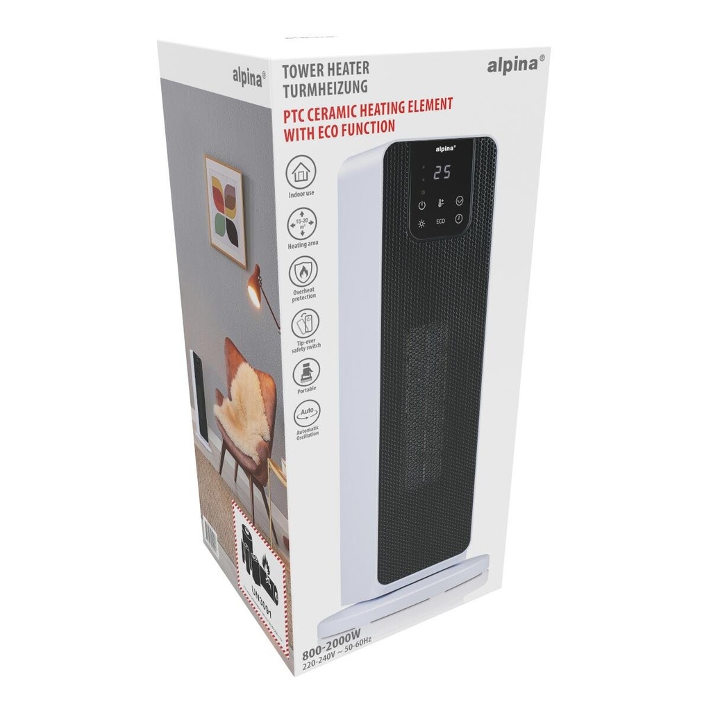 ALPINA PTC Digital Heater 800/2000W