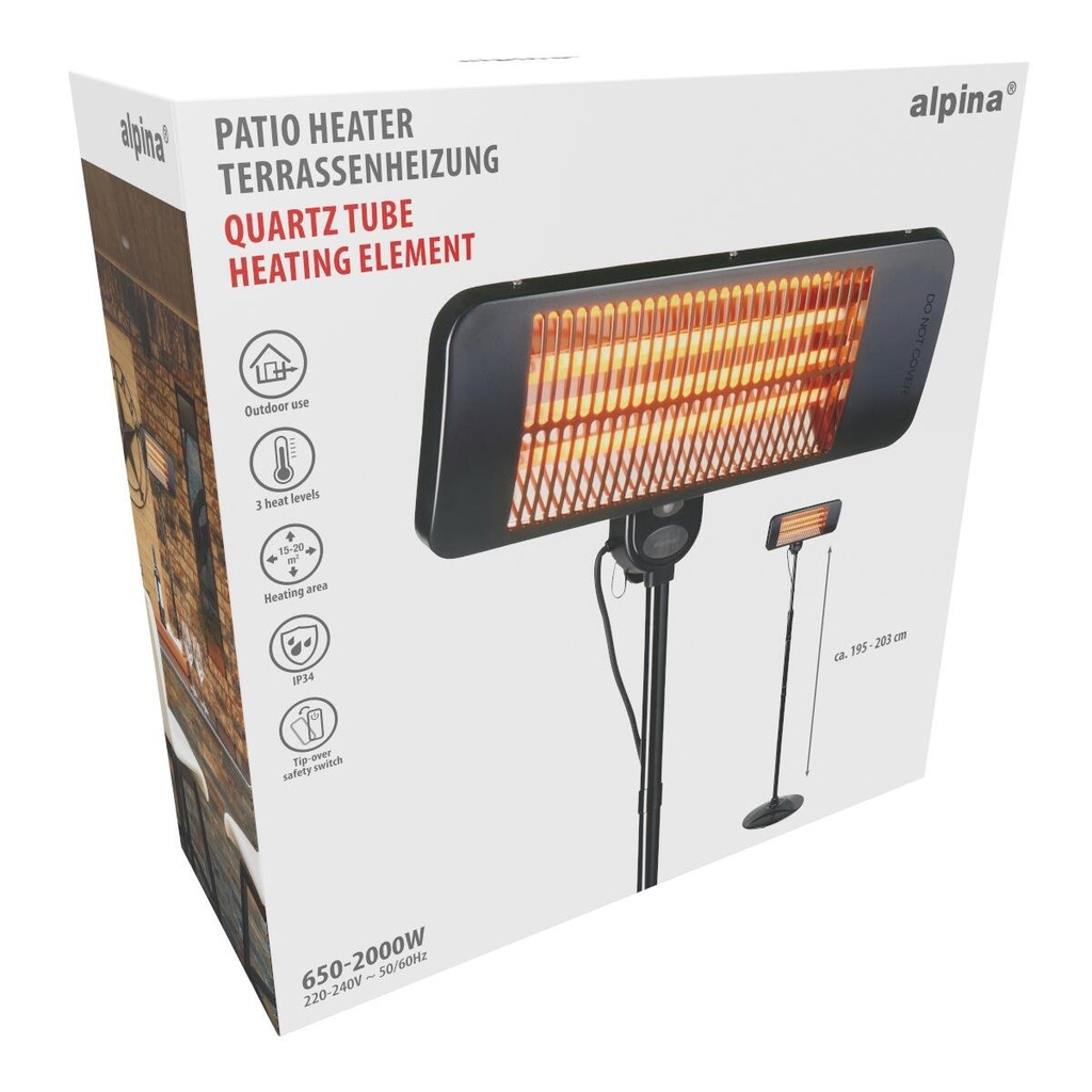 ALPINA Standing Patio Heater 650-2000W