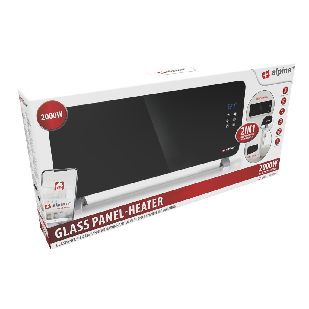ALPINA Glass Panel Heater 230V 2000W WIFI