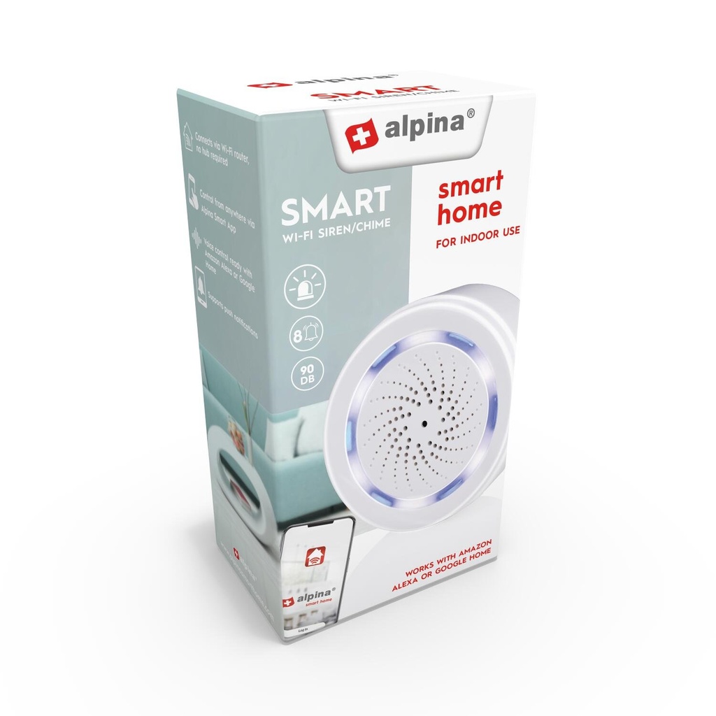 [871125226560] ALPINA Smart Indoor Siren 5V 90dB Wi-Fi