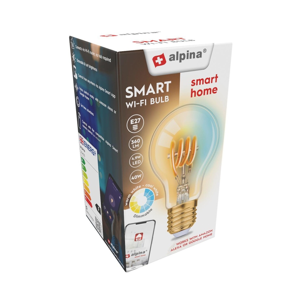 ALPINA Smart Bulb E27 4.9W Warm White Wi-Fi