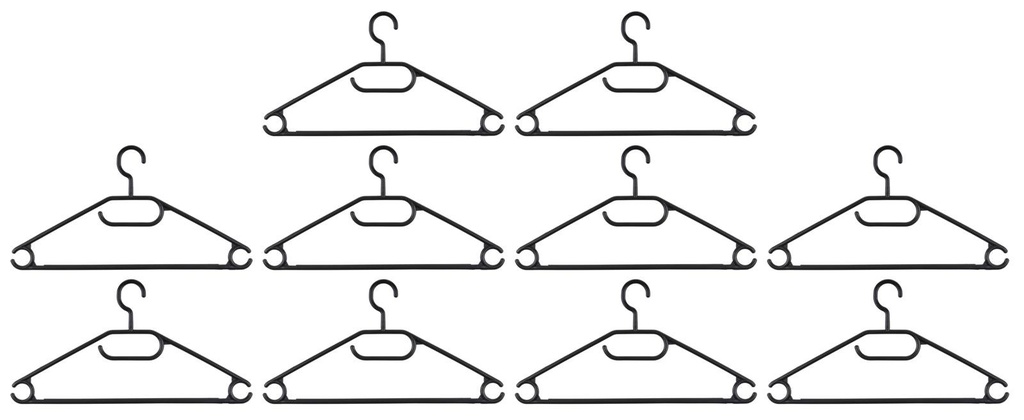 ALPINA Clothes Hangers Open-End Black 40cm - 10 pcs