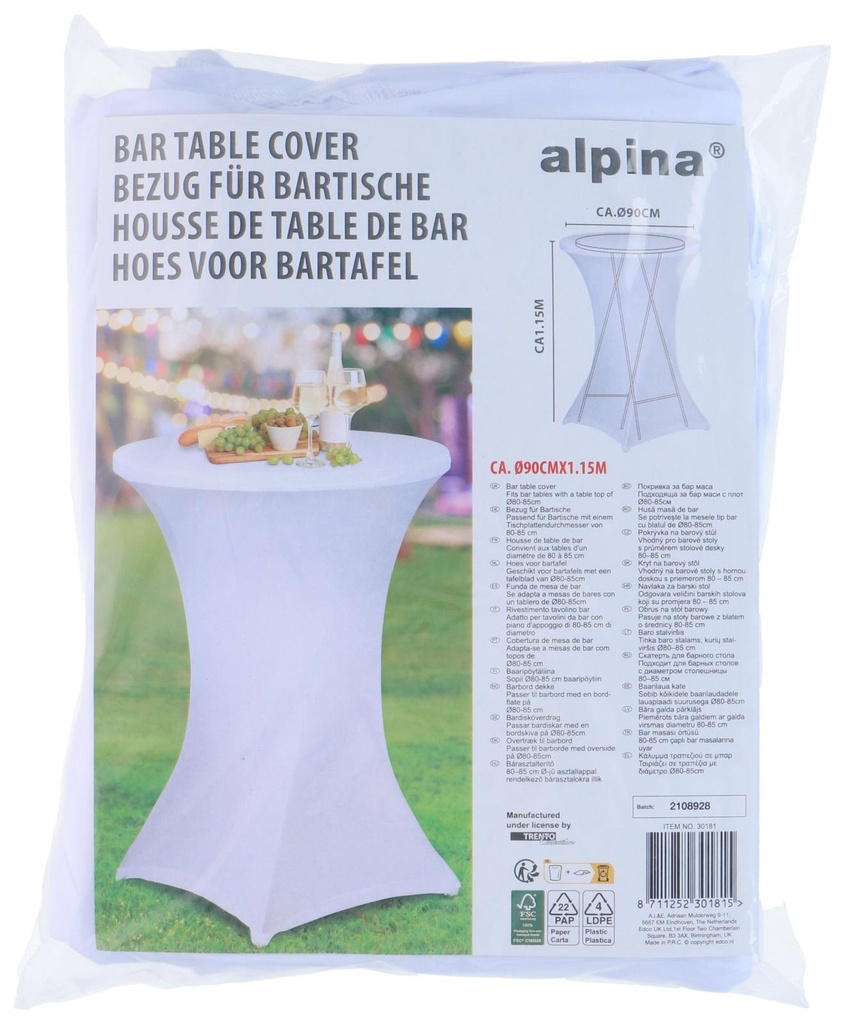 ALPINA Bar Table Cover Ø90cm White