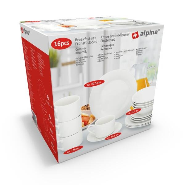 ALPINA Breakfast Tableware 16pcs Ø20.5/15.5/14.5cm